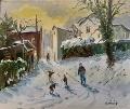 Jean QUEMERE, rue Léonard Bordes neige et enfants E