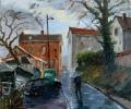 Tableau quemere rue bordes sous la pluie f 120x100